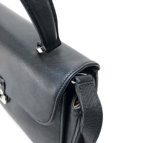 SALVATORE FERRAGAMO Gancini Shoulder Hand Bag 2way bag Black Leather - Picture 5 of 16